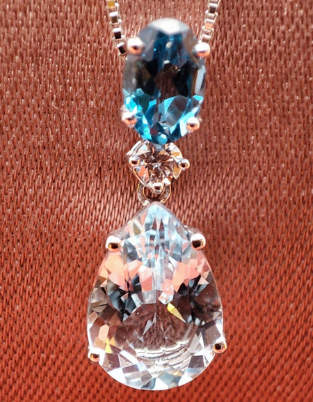 Collana donna SALVINI Panarea in Oro bianco 18kt,Diamante,Topazio London e Acquamarina