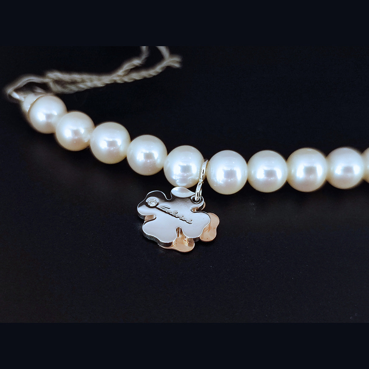 Bracciale Donna SALVINI Minimal POP Perle con Quadrifoglio in Oro Bianco e Rosa