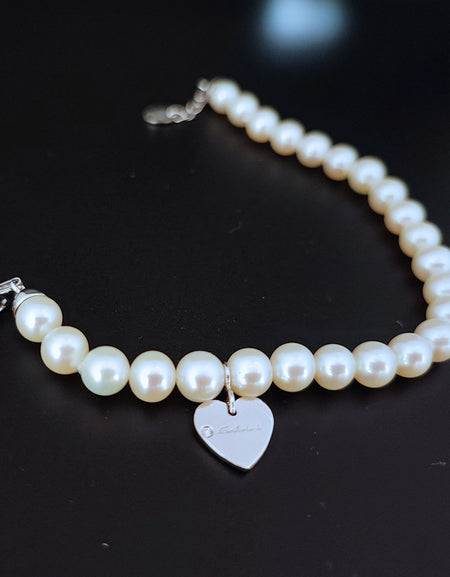 Bracciale Donna SALVINI Minimal POP Perle con Cuore in Oro Bianco e Rosa