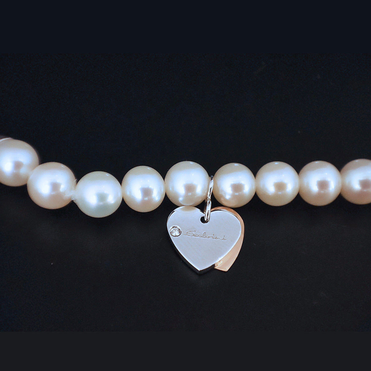 Bracciale Donna SALVINI Minimal POP Perle con Cuore in Oro Bianco e Rosa