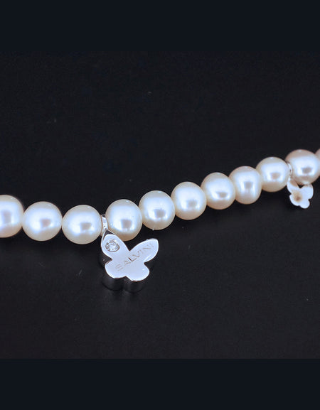 Bracciale Donna SALVINI Be Happy Perle con Farfalle in Oro Bianco e Diamante
