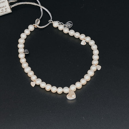 Bracciale Donna SALVINI Be Happy! Perle con Cuori in Oro Bianco e Diamante