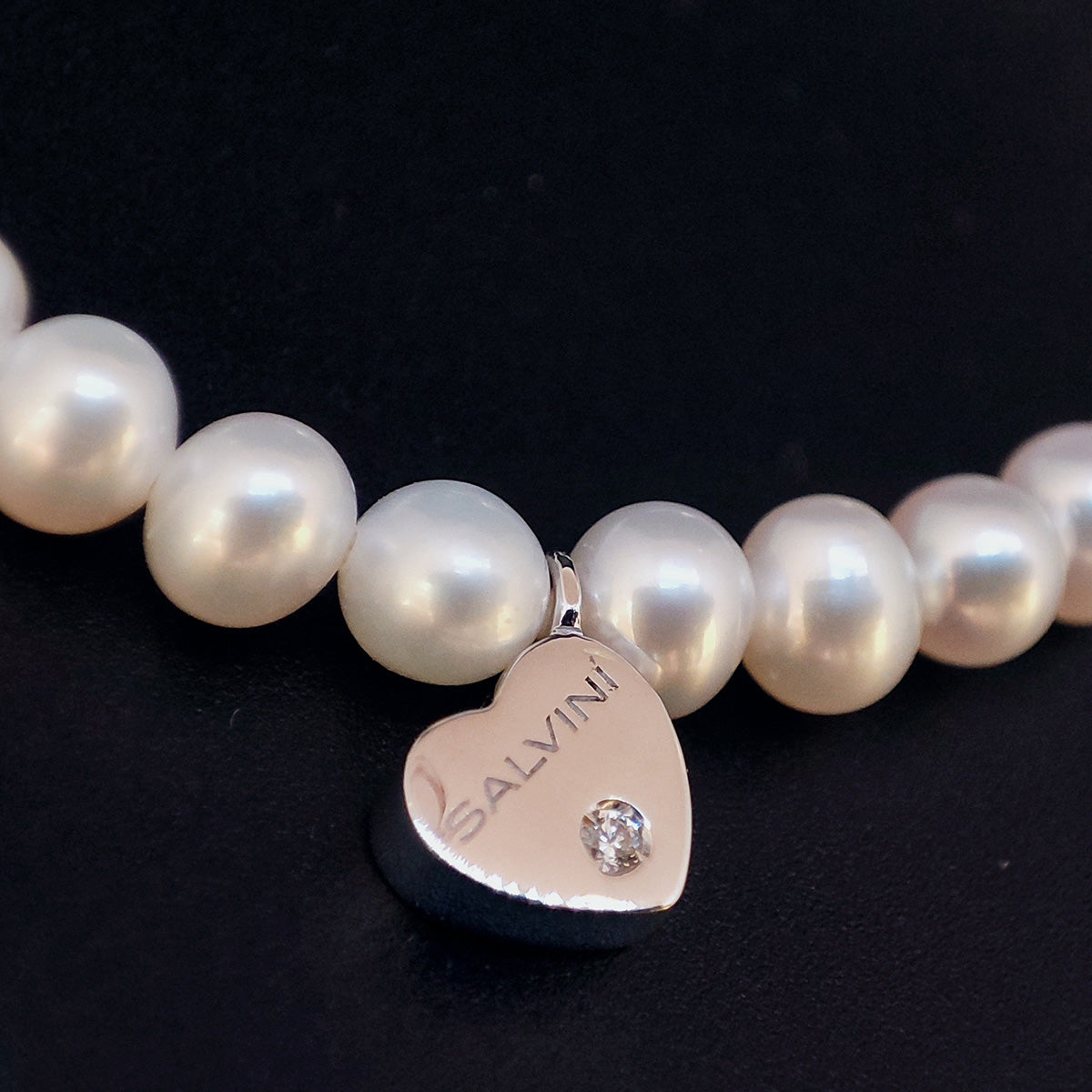 Bracciale Donna SALVINI Be Happy! Perle con Cuori in Oro Bianco e Diamante