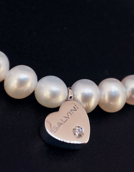 Bracciale Donna SALVINI Be Happy! Perle con Cuori in Oro Bianco e Diamante