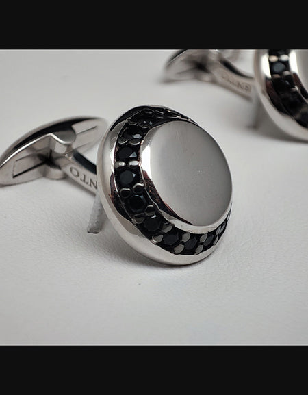 Polsini Gemelli CHIMENTO in Argento 925 Tondi con Spinelli Neri