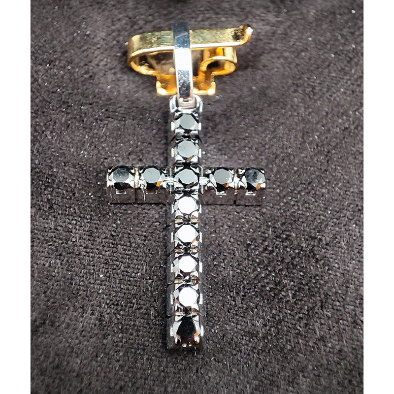 Pendente a Croce CHIMENTO IMMAGINI SACRE in Oro Bianco e Diamanti Black 0.41ct