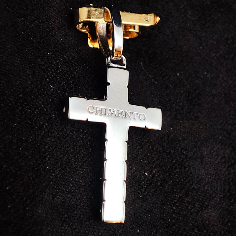 Pendente a Croce CHIMENTO IMMAGINI SACRE in Oro Bianco e Diamanti Black 0.41ct