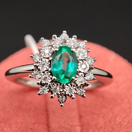 Anello DonnaOro Mistero in Oro bianco 18kt con Smeraldo e Diamanti