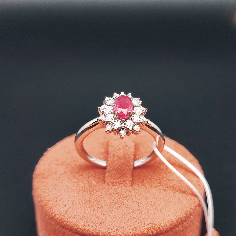 Anello DonnaOro Mistero in Oro bianco 18kt con Rubino e Diamanti
