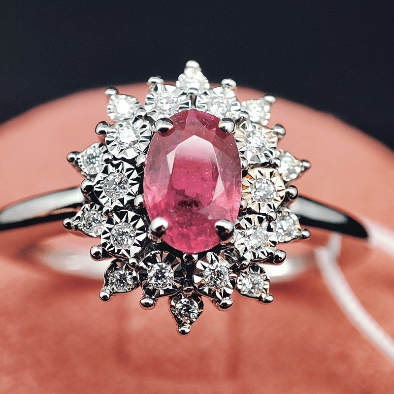 Anello DonnaOro Mistero in Oro bianco 18kt con Rubino e Diamanti