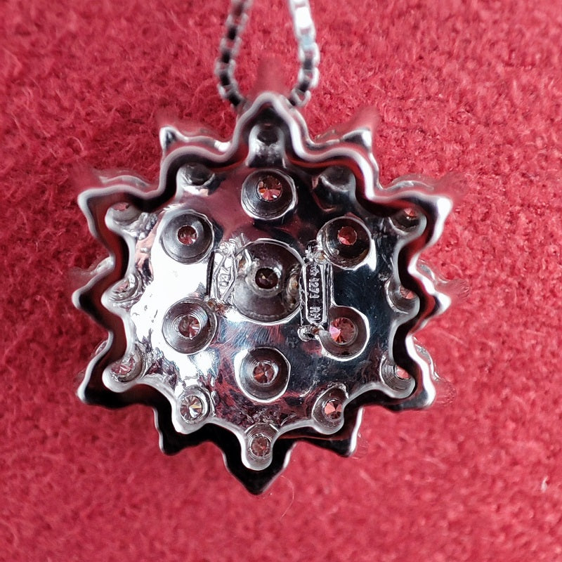 Collana DonnaOro in Oro Bianco 18kt e Fiore di Diamanti