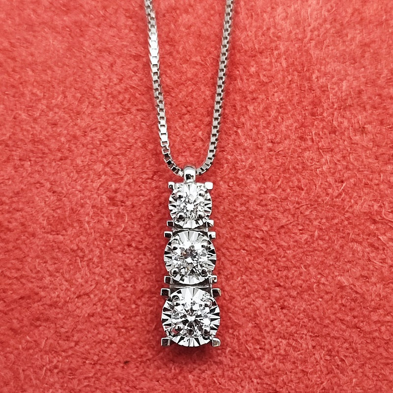 Collana DonnaOro ETERNA Trilogy in Oro Bianco 18kt e Diamanti