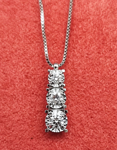Collana DonnaOro ETERNA Trilogy in Oro Bianco 18kt e Diamanti