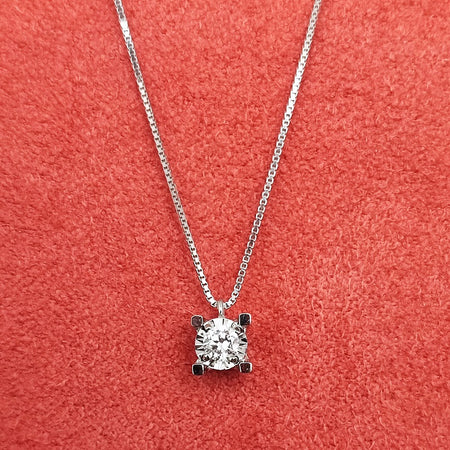 Collana DonnaOro ETERNA Punto luce in Oro Bianco 18kt e Diamanti