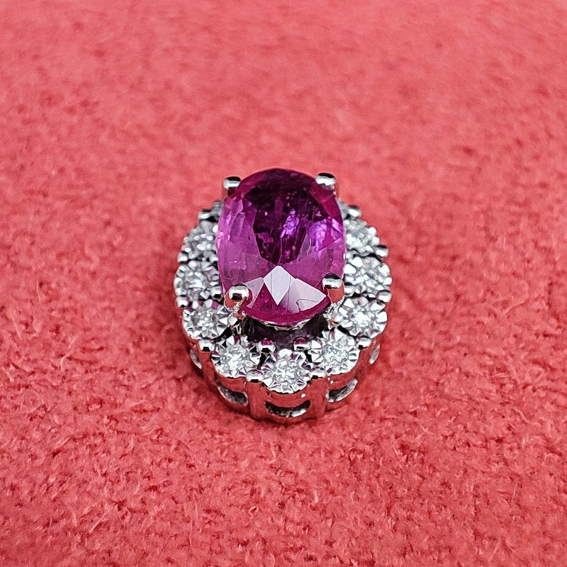 Orecchini DonnaOro MAGIA con cestino in Oro Bianco 18kt, Diamanti e Rubini