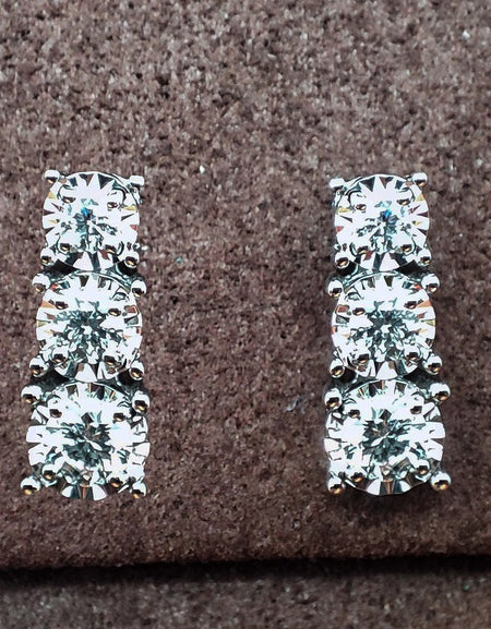 Orecchini DonnaOro ETERNA Trilogy in Oro Bianco 18kt e Diamanti