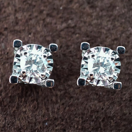 Orecchini DonnaOro ETERNA Punti luce in Oro Bianco 18kt e Diamanti 0.14ct