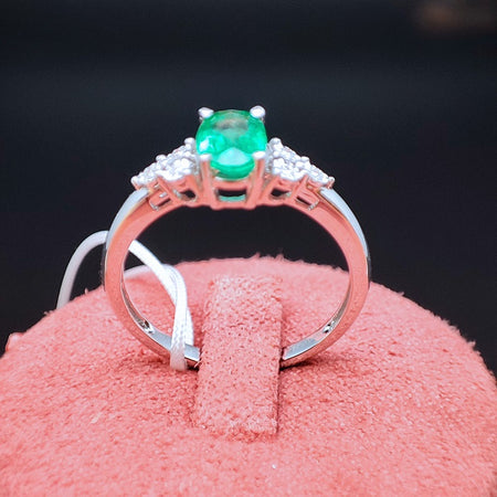 Anello DonnaOro VANTO in Oro bianco 18kt con Smeraldo e Diamanti