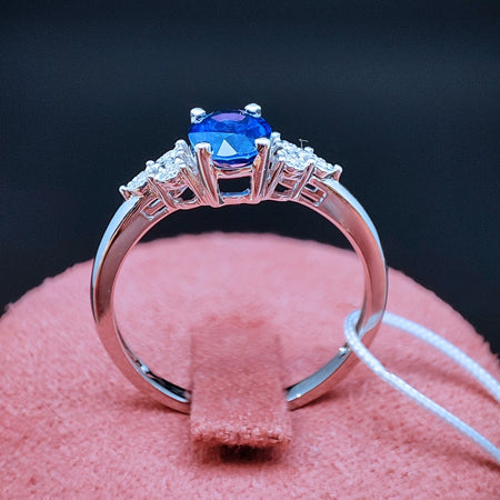 Anello DonnaOro VANTO in Oro bianco 18kt con Zaffiro e Diamanti