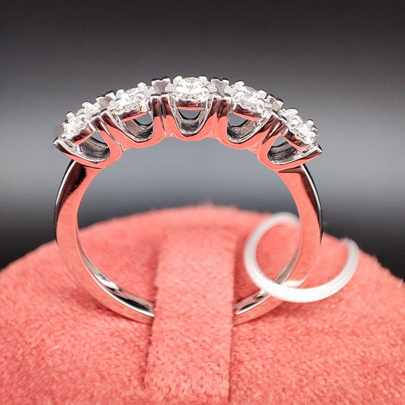 Anello DonnaOro ETERNA in Oro Bianco 18kt con veretta di Diamanti