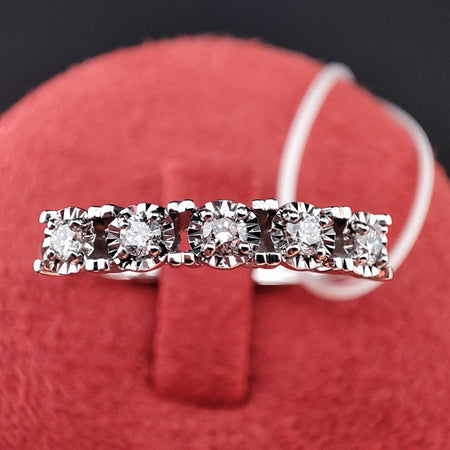 Anello DonnaOro ETERNA in Oro Bianco 18kt con veretta di Diamanti