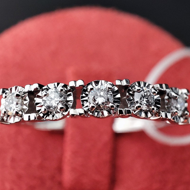 Anello DonnaOro ETERNA in Oro Bianco 18kt con veretta di Diamanti