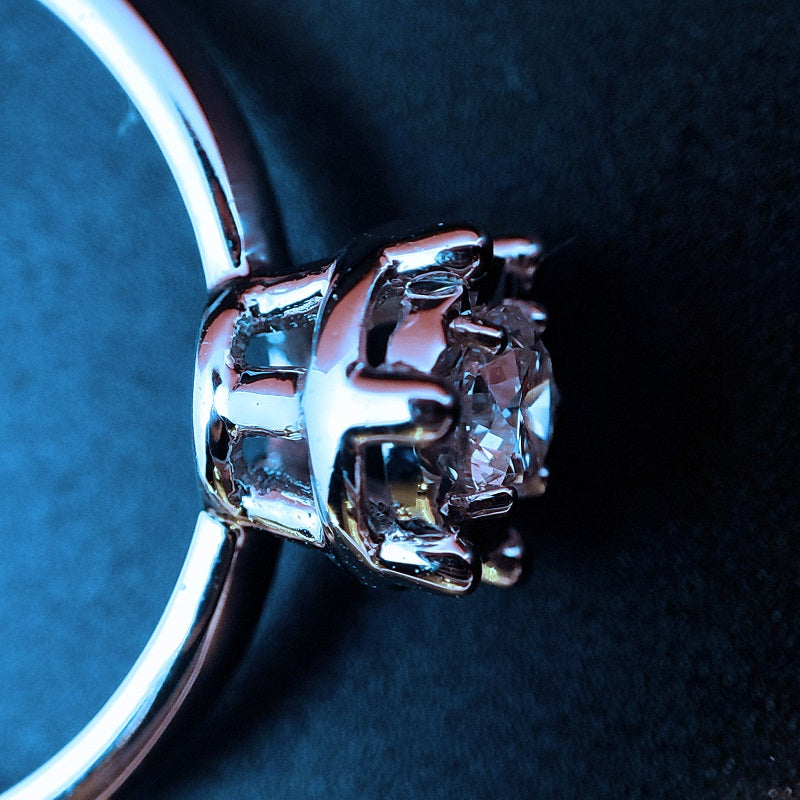 Anello Solitario Oro Bianco E Rosso Con Diamante Quattro Punte Ct 0,30 - 18Carati Genova - Foto 9