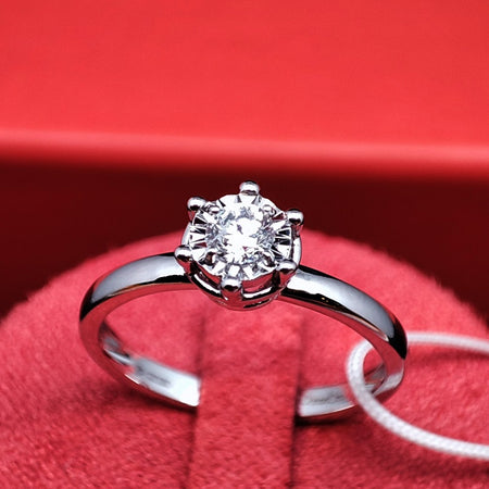 Anello Solitario DonnaOro in Oro Bianco 18kt con Diamante