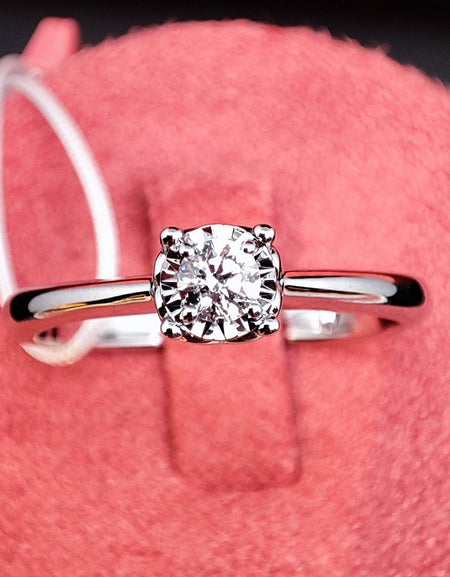 Anello Solitario DonnaOro VENERE in Oro Bianco 18kt con Diamante 0.10ct