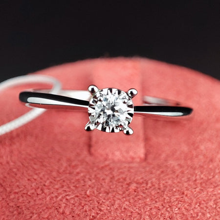 Anello Solitario DonnaOro in Oro Bianco 18kt con Diamante