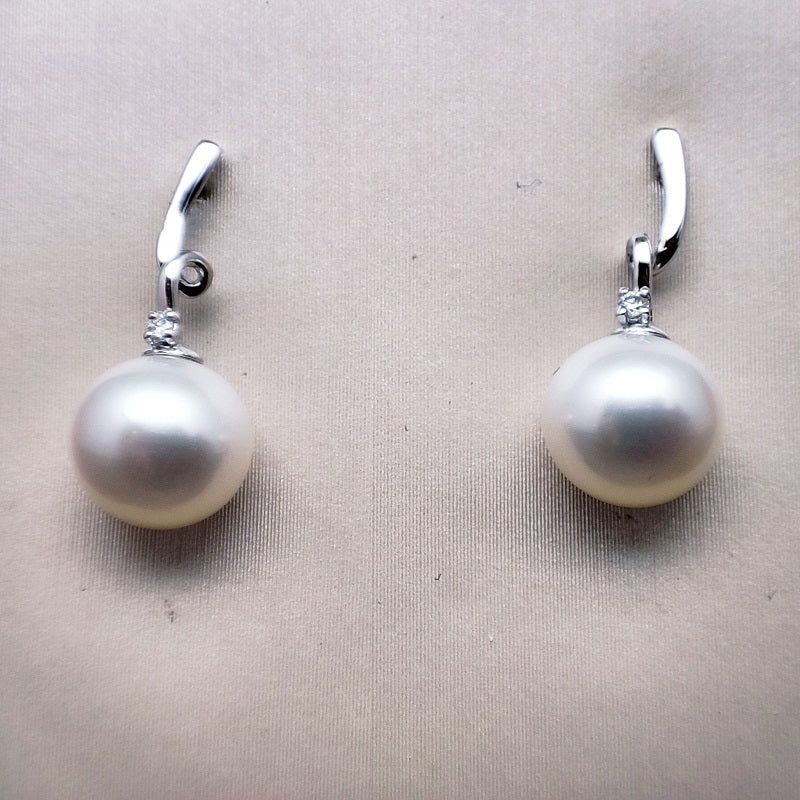 Orecchini DonnaOro in Oro Bianco 18kt Diamanti e Perle ALFA