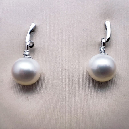 Orecchini DonnaOro in Oro Bianco 18kt Diamanti e Perle ALFA