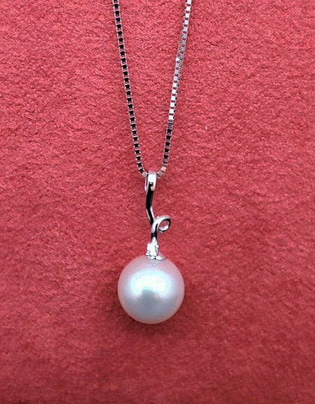 Collana DonnaOro con pendente in Oro bianco 18kt Diamante e Perla ALFA