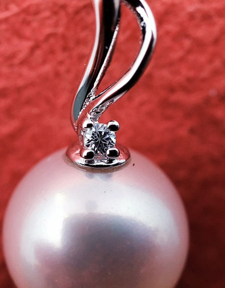 Collana DonnaOro con pendente in Oro bianco 18kt Diamante e Perla OMEGA