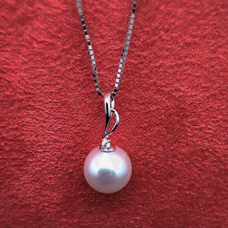 Collana DonnaOro con pendente in Oro bianco 18kt Diamante e Perla OMEGA