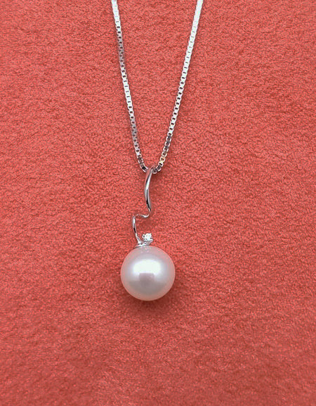 Collana DonnaOro con pendente in Oro bianco 18kt Diamante e Perla GAMMA