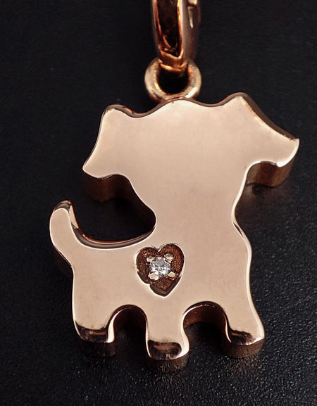 Ciondolo SALVINI Charm of Love cucciolo di cane in Argento rosé e Diamante