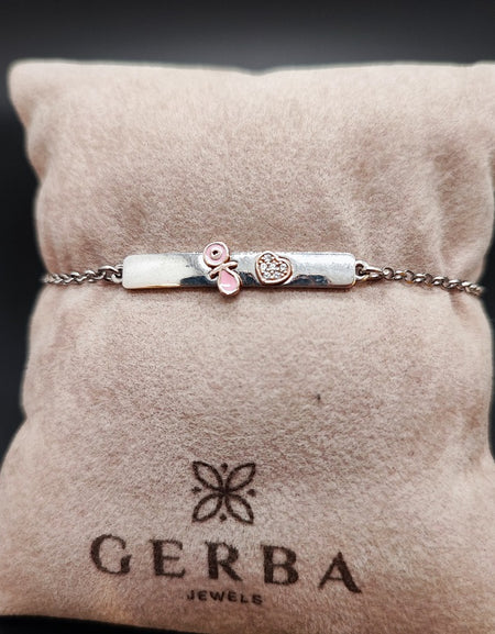 Bracciale Baby Bimba GERBA JEWELS Argento 925 Anallergico con Placchetta e zirconi