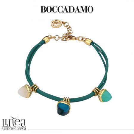 Bracciale triplo donna BOCCADAMO CALEIDA in cuoio verde smeraldo