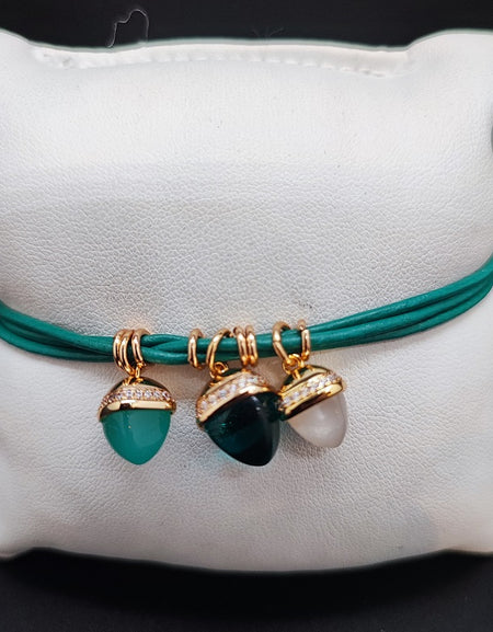 Bracciale triplo donna BOCCADAMO CALEIDA in cuoio verde smeraldo