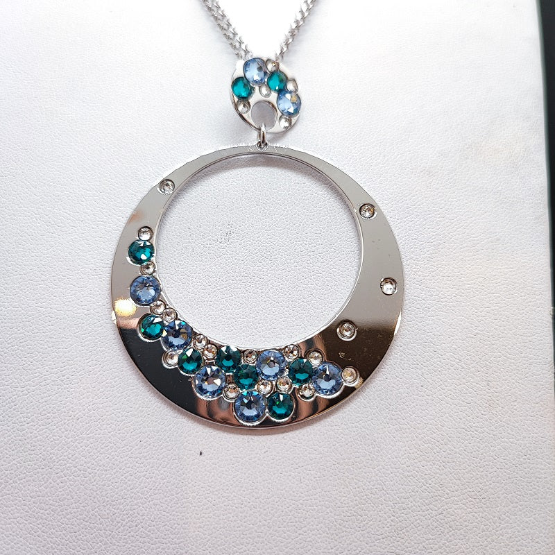 Collana donna BOCCADAMO HAREM con pendente grande e cristalli Blue Denim, Azzurri e Zirconi
