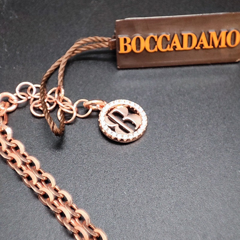 Bracciale donna BOCCADAMO CALEIDA doppio filo con cristalli piramidali acquamarina e quarzo rosa