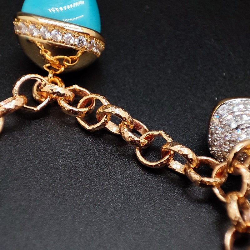 BOCCADAMO Bracciale Caleida Cristalli Turchesi in Bronzo Dorato