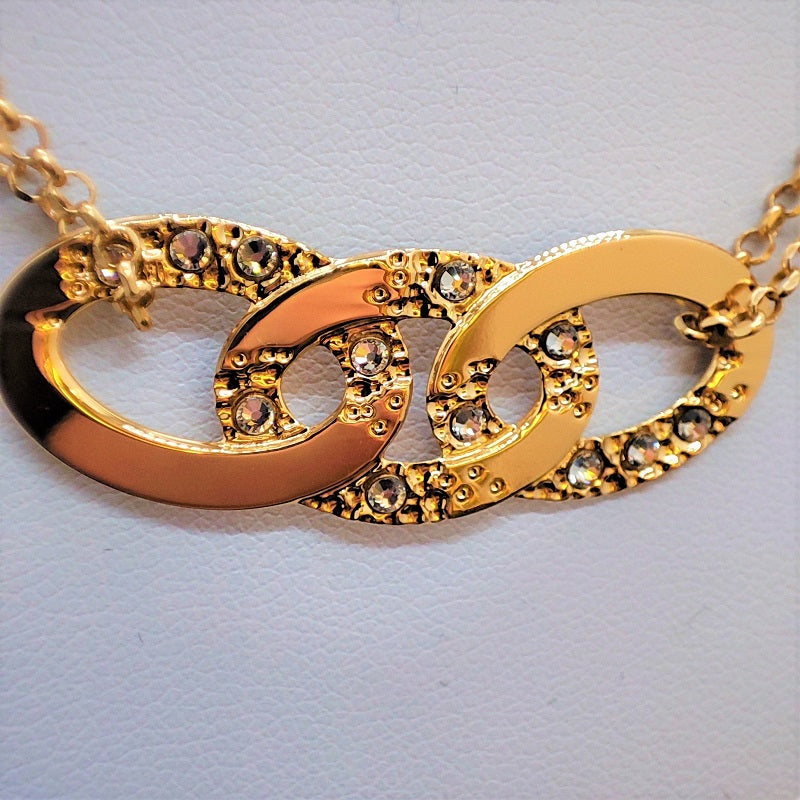Collana donna BOCCADAMO Magic Chain doppio filo placcata oro giallo con ovali e cristalli