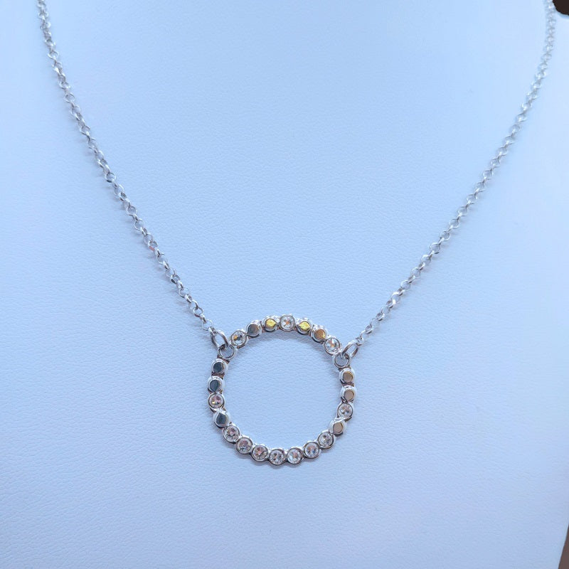 Collana donna BOCCADAMO Magic Circle con pendente circolare lastra pallinata e cristalli