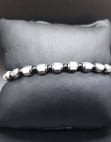 Bracciale uomo BOCCADAMO MAN cubetti in Acciaio e sfere in Pvd Nero