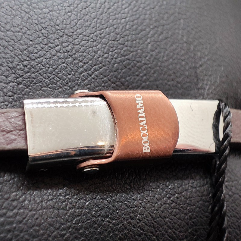 Bracciale Uomo BOCCADAMO MAN pelle marrone con inserti in Pvd rosato