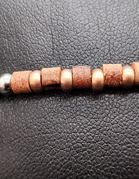 Bracciale uomo BOCCADAMO MAN a sfere e cubetti di legno rosato