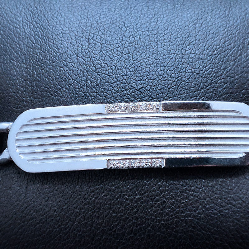 Bracciale Uomo BOCCADAMO MAN con piastrina rigata in Acciaio e zirconi bianchi