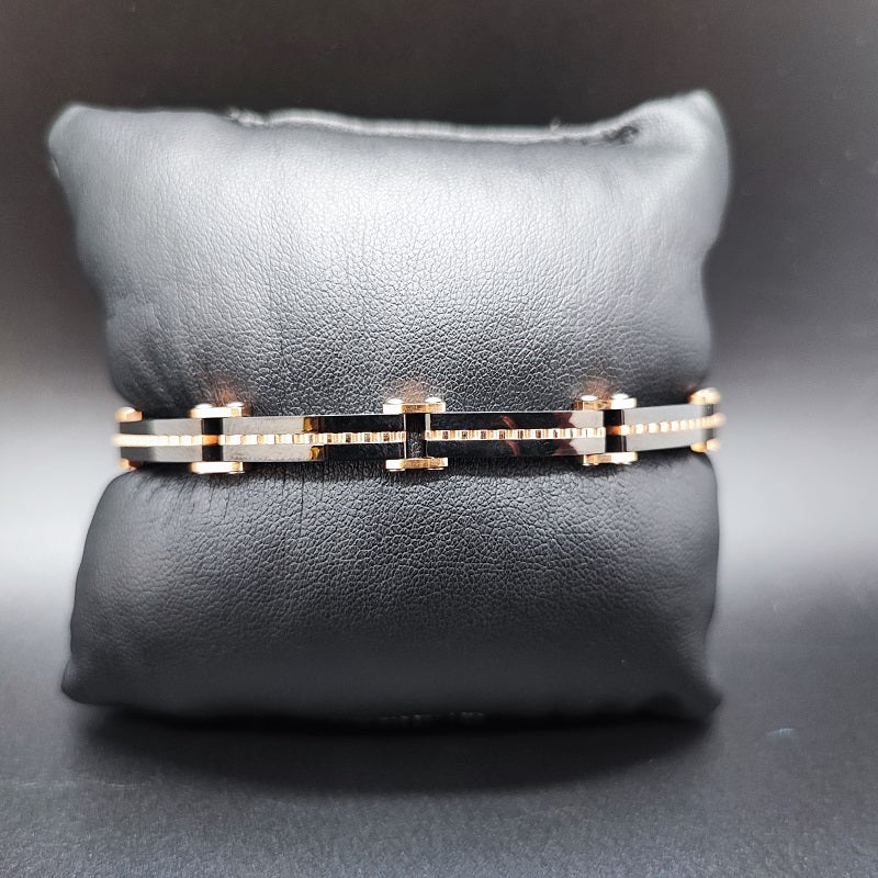 Bracciale Uomo BOCCADAMO MAN modulare in PVD nero e Acciaio placcato oro rosa